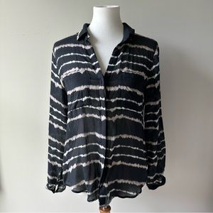 Cloth & Stone Black White Tie Dye Long Sleeve Button Down Collar Shirt XSmall